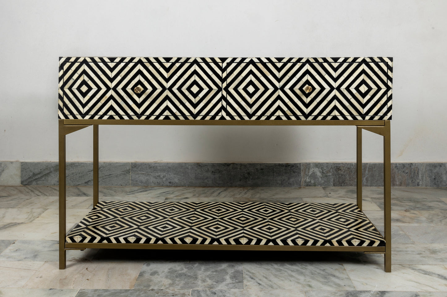 Console table with storage Bone inlay