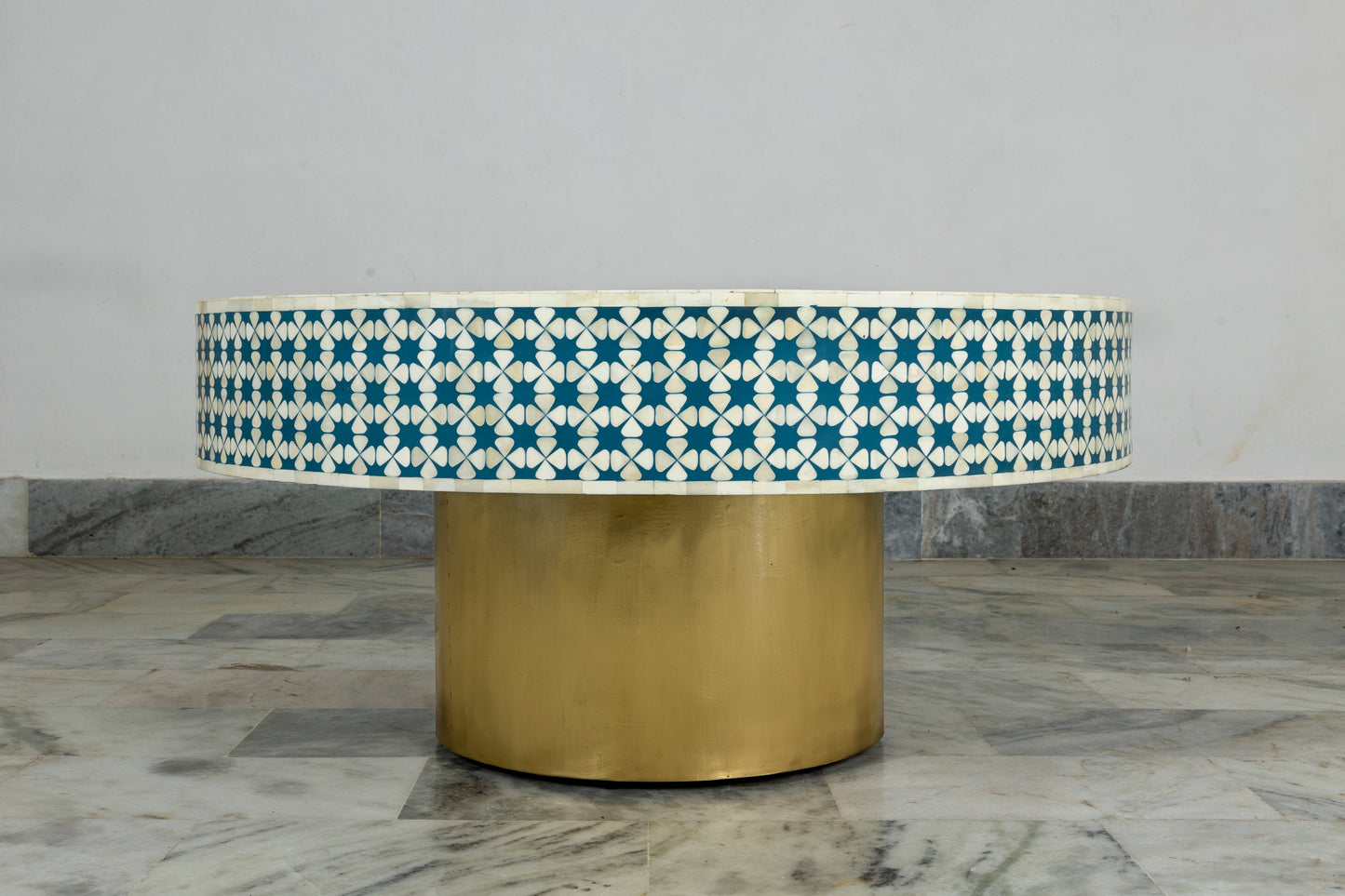 Bone inlay round coffee table