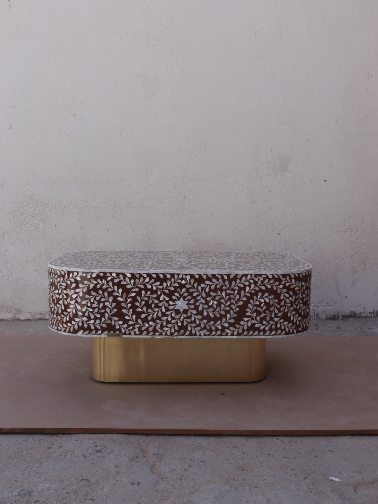 Mother of pearl coffee table Brown Floral