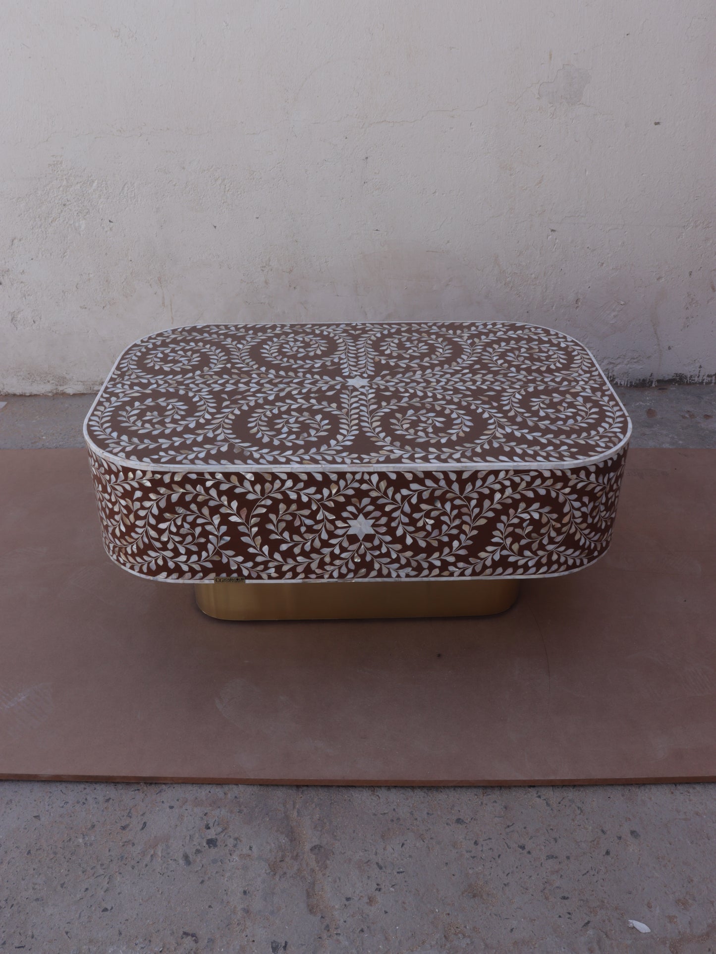 Mother of pearl coffee table Brown Floral
