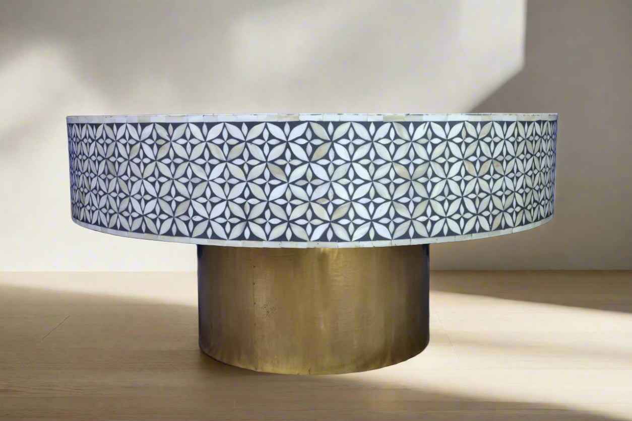 Floral Coffee table Bone inlay