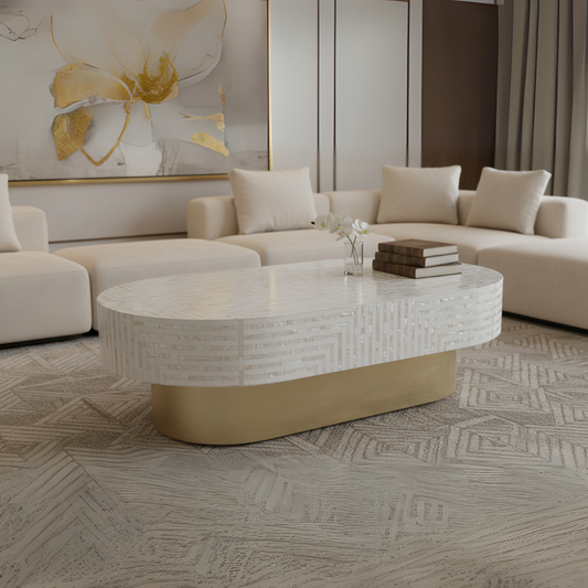 Oval Coffee table Striped Mother of pearl