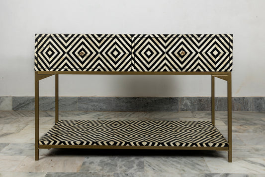 Console table with storage Bone inlay