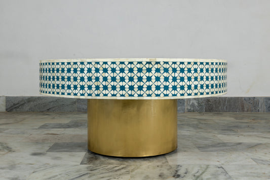 Bone inlay round coffee table