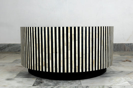 Round Coffee table Bone inlay