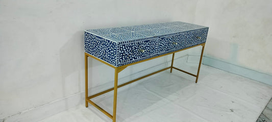 Mother of pearl Blue console table