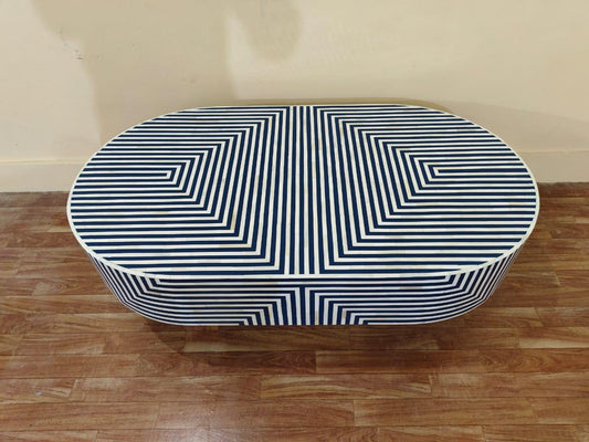 Striped Bone Inlay coffee table Indigo