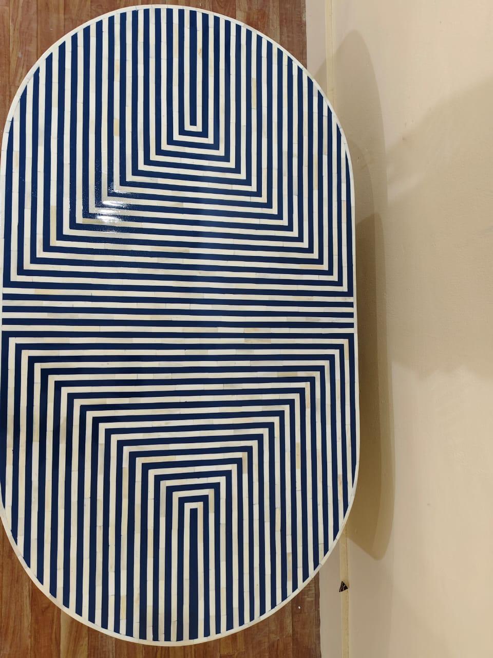Striped Bone Inlay coffee table Indigo