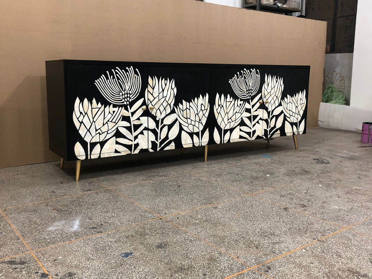 Bone inlay Floral Media Unit