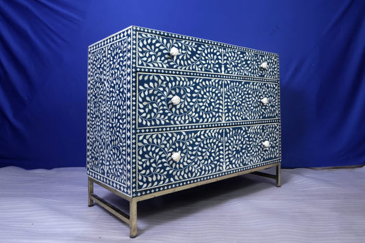 Inlay Chest of drawer indigo colour