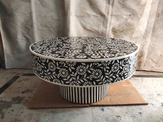 Sunflower bone inlay coffee table