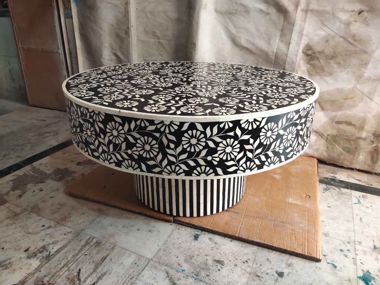 Sunflower bone inlay coffee table