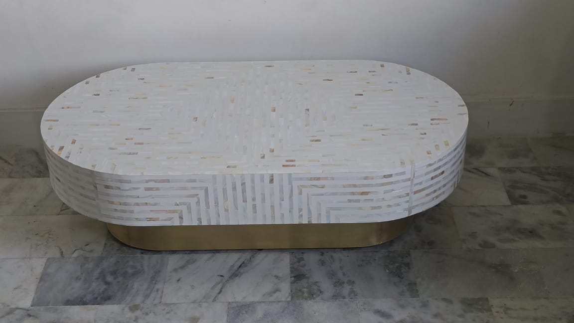 Oval Coffee table Striped Mother of pearl