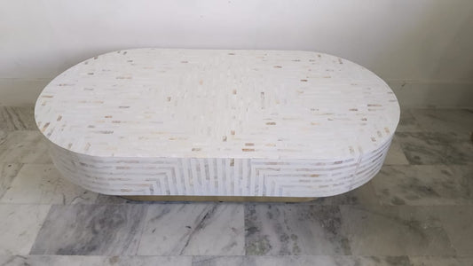 Oval Coffee table Striped Mother of pearl