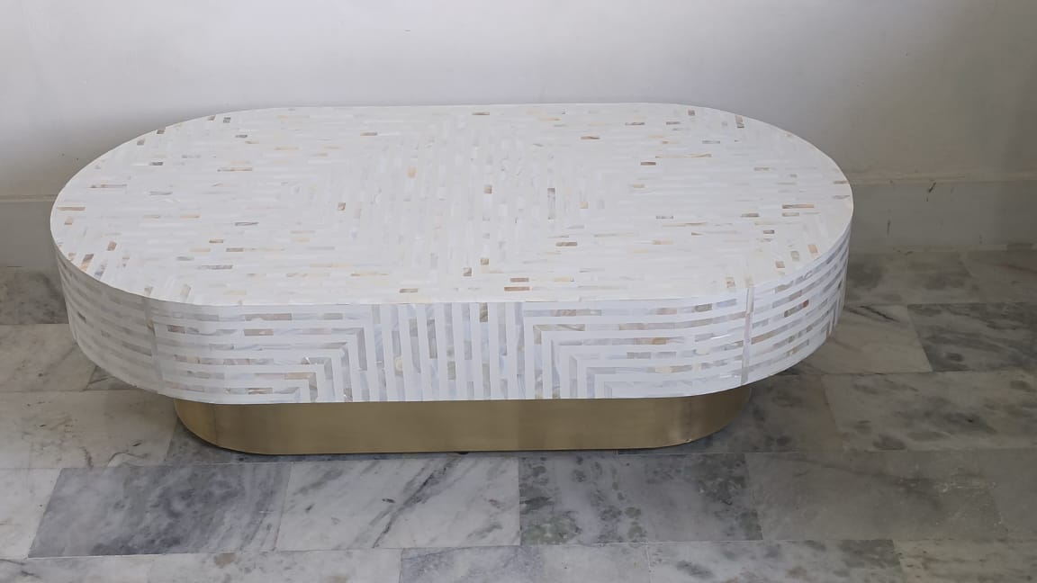 Oval Coffee table Striped Mother of pearl