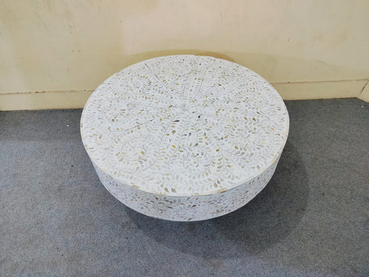 Mother of pearl Coffee table floral white
