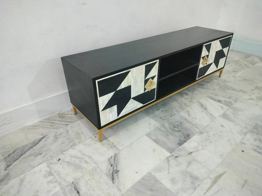 Geometric Bone inlay storage cabinet