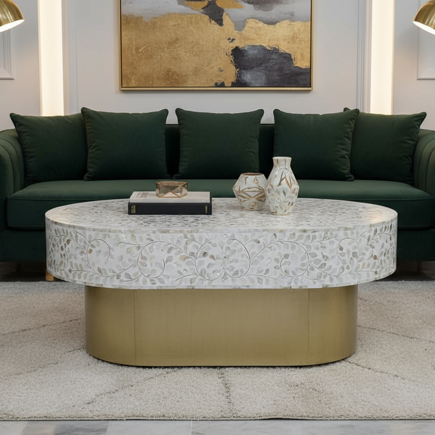 Mother of pearl Oval coffee table
