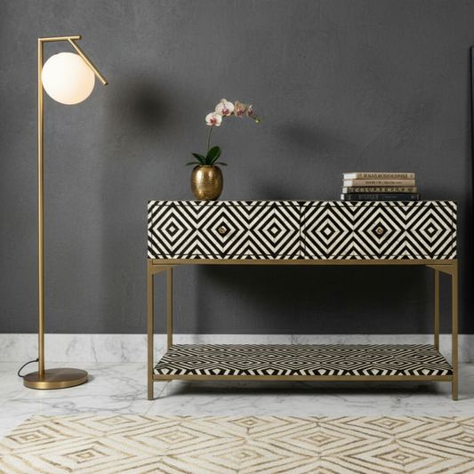 Console table with storage Bone inlay