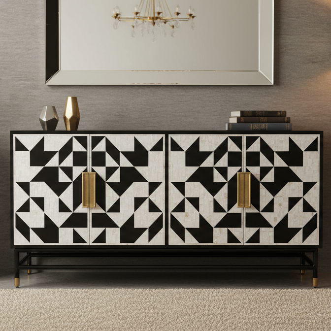 Bone inlay Side board Geometric
